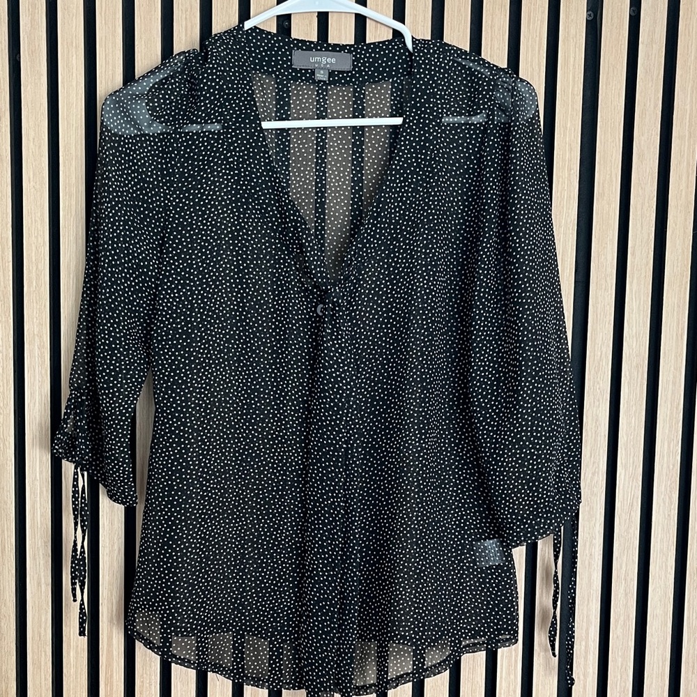 Umgee Atmosphere Black and White Sheer Blouse